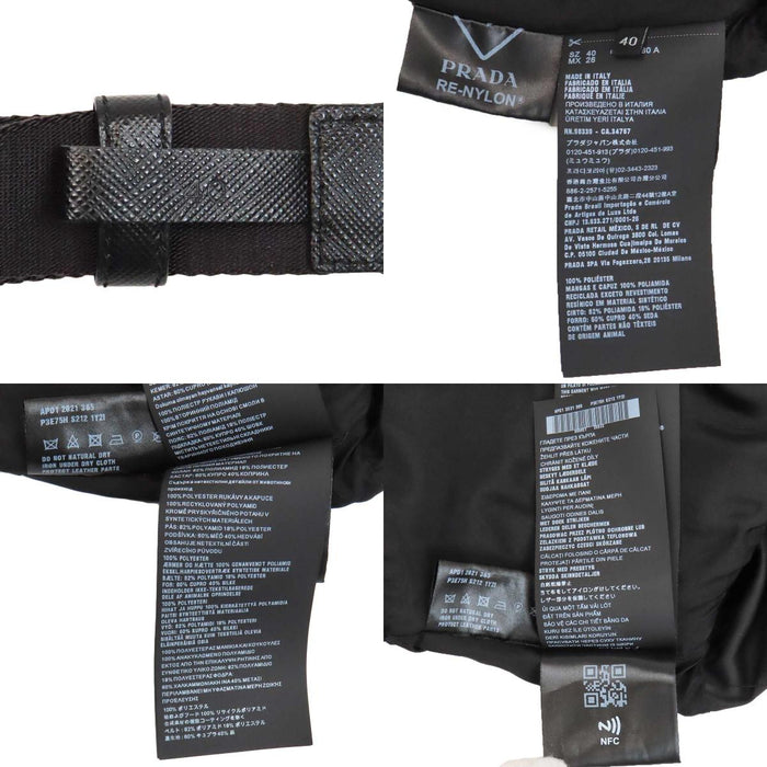PRADA 
プリーツ ベルト フード Vネック ポリエステル RE-NYLON 
ロゴ ベルト ワンピース