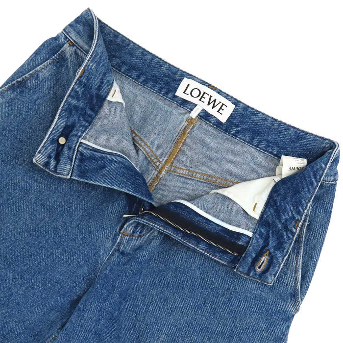 LOEWE 
ロゴ レザー コットン 
アナグラム バギー デニムパンツ