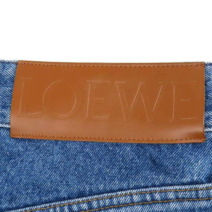 LOEWE 
ロゴ レザー コットン 
アナグラム バギー デニムパンツ