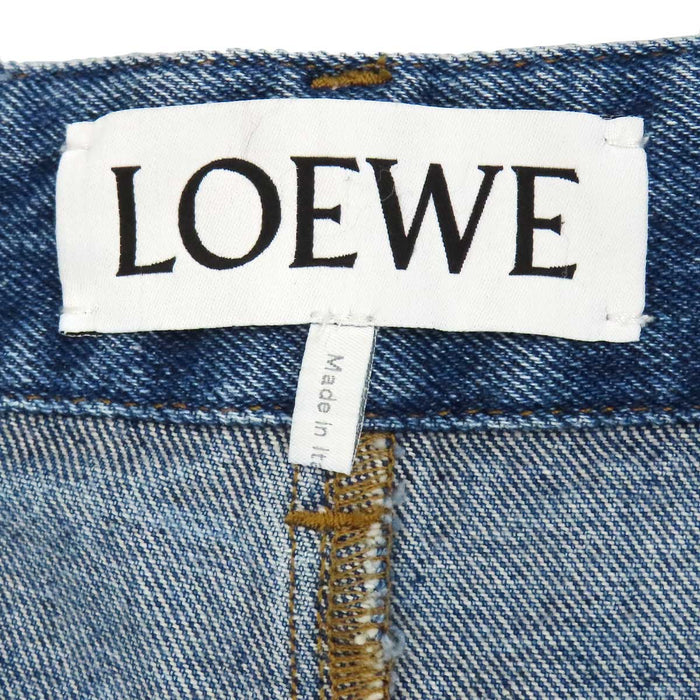 LOEWE 
ロゴ レザー コットン 
アナグラム バギー デニムパンツ