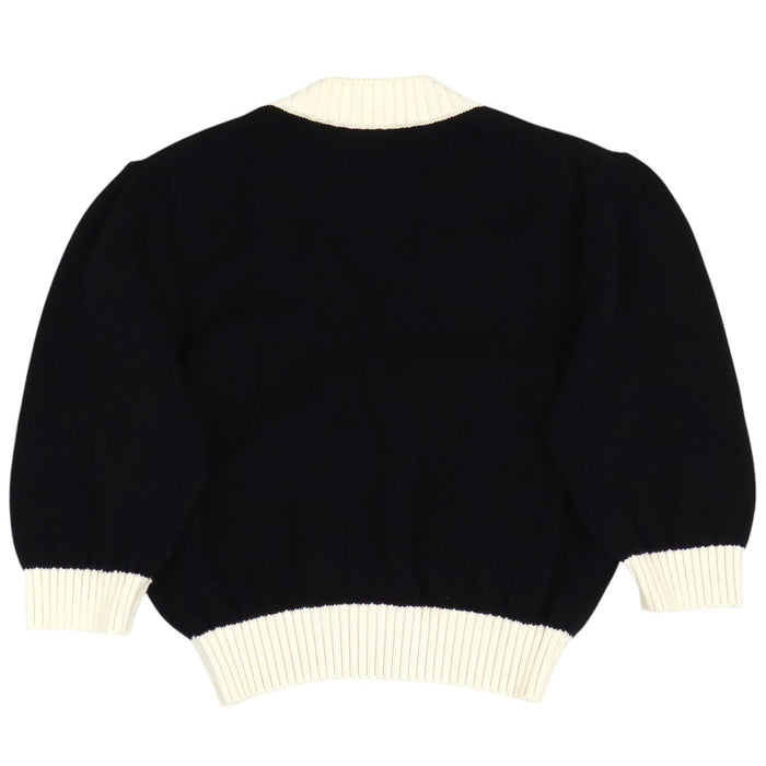 PRADA  
Logo rib trim knit half-sleeve  
Cropped cotton cardigan