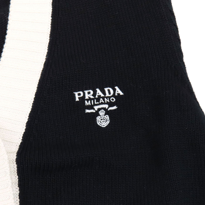 PRADA  
Logo rib trim knit half-sleeve  
Cropped cotton cardigan