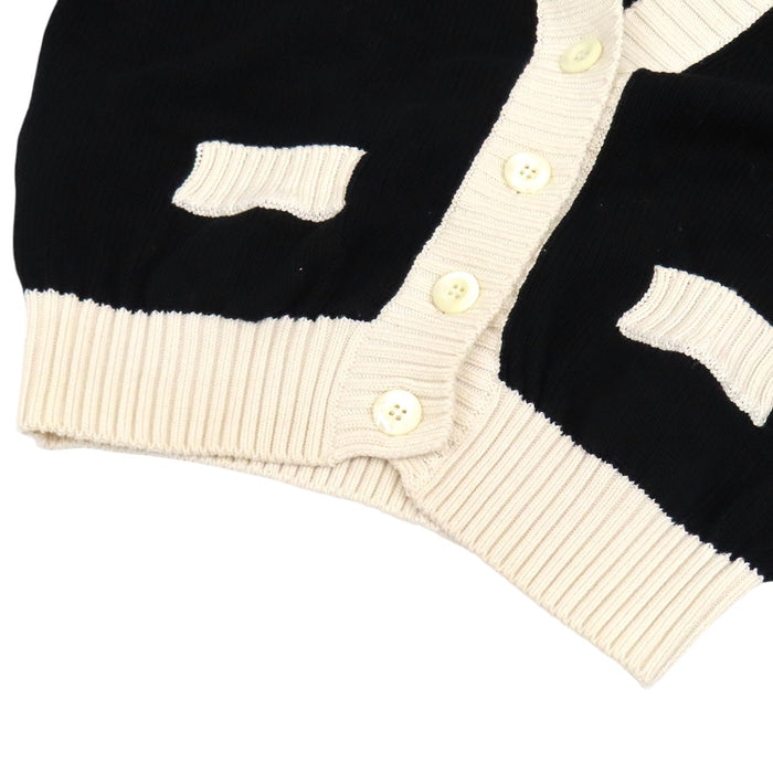 PRADA  
Logo rib trim knit half-sleeve  
Cropped cotton cardigan