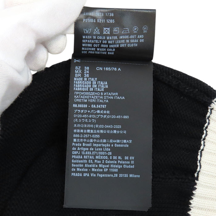 PRADA  
Logo rib trim knit half-sleeve  
Cropped cotton cardigan