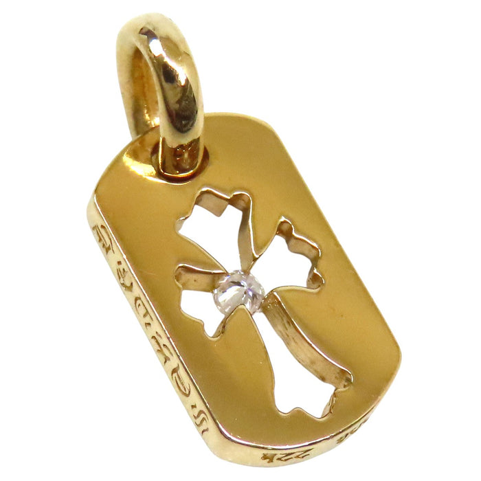 CHROME HEARTS 
CH DT TNY CO CRS P D イエローゴールド 2006年刻印 
タイニー カットアウト クロス ドッグタグ PAVE ダイヤ ペンダントトップ