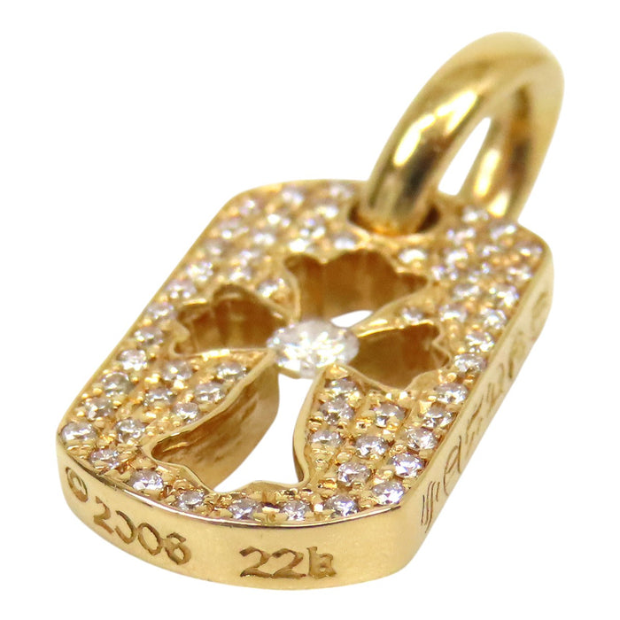 CHROME HEARTS 
CH DT TNY CO CRS P D イエローゴールド 2006年刻印 
タイニー カットアウト クロス ドッグタグ PAVE ダイヤ ペンダントトップ