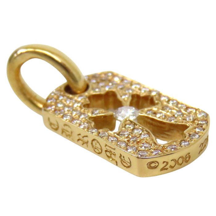 CHROME HEARTS 
CH DT TNY CO CRS P D イエローゴールド 2006年刻印 
タイニー カットアウト クロス ドッグタグ PAVE ダイヤ ペンダントトップ