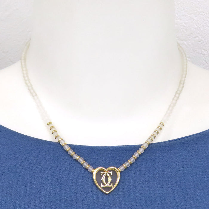 CARTIER 
Cドゥ カルティエ ロッククリスタル ハート ネックレス