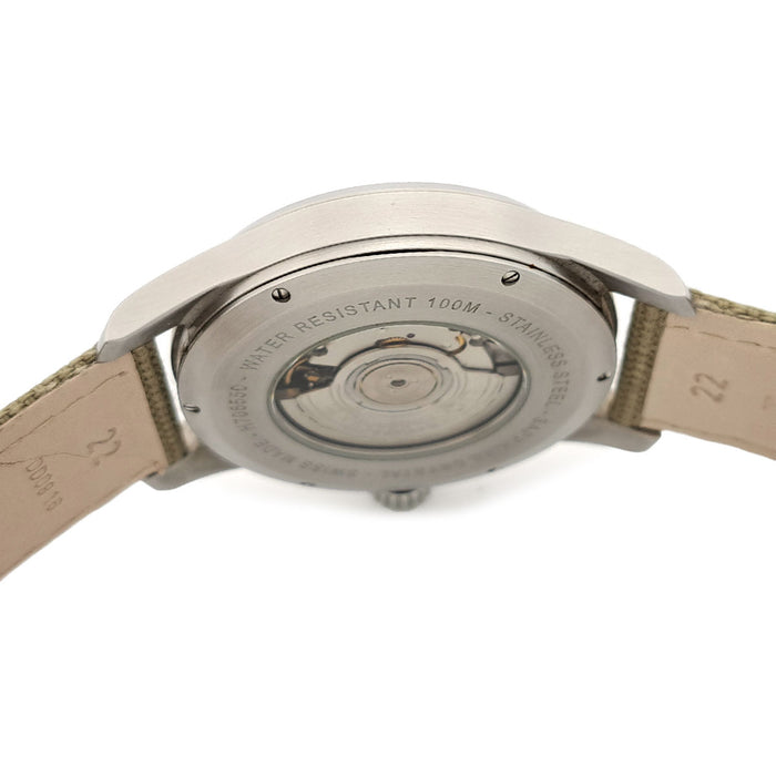 HAMILTON  
Khaki Field Officer  
With box and warranty card