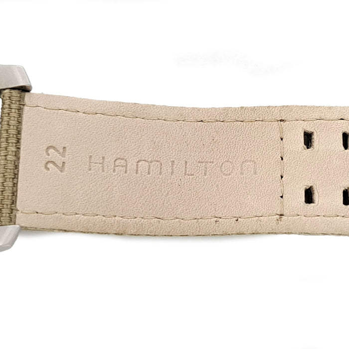 HAMILTON  
Khaki Field Officer  
With box and warranty card