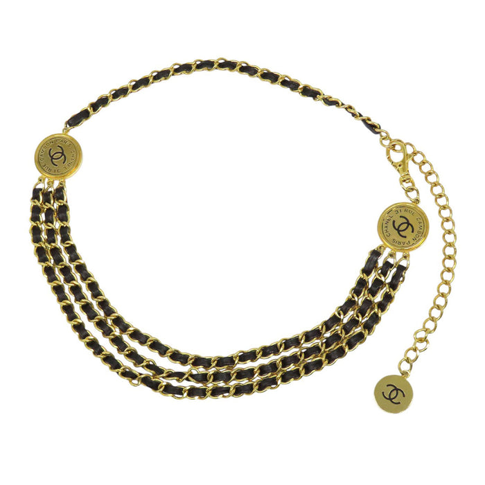 CHANEL  
COCO CC Logo Triple Gold Color Metal  
Coco Mark Chain Belt