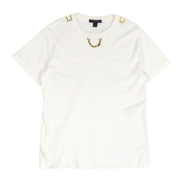 LOUIS VUITTON 
LV コットン クルーネック ゴールドカラーメタル 
LV チェーン 半袖 Tシャツ