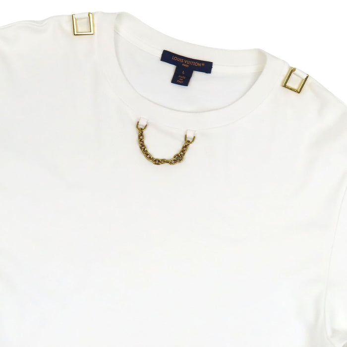LOUIS VUITTON 
LV コットン クルーネック ゴールドカラーメタル 
LV チェーン 半袖 Tシャツ