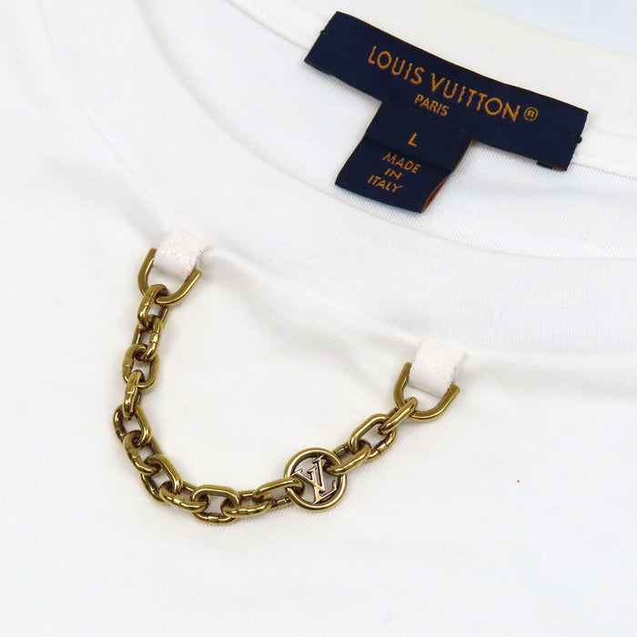 LOUIS VUITTON 
LV コットン クルーネック ゴールドカラーメタル 
LV チェーン 半袖 Tシャツ