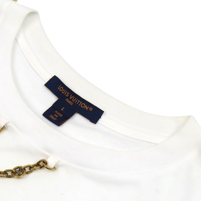 LOUIS VUITTON 
LV コットン クルーネック ゴールドカラーメタル 
LV チェーン 半袖 Tシャツ