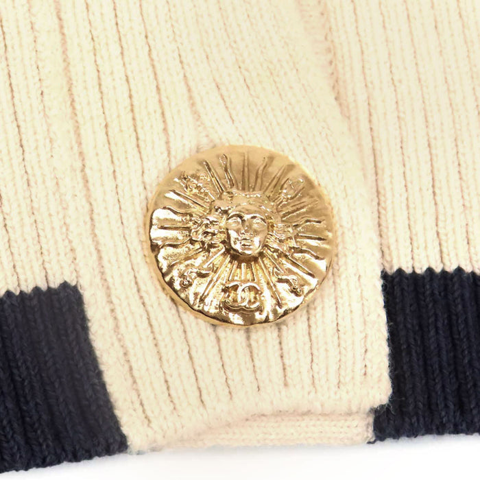 CHANEL  
COCO CC Gold Color Metal Back Button Medusa Button  
Coco Mark Medusa Button Cotton Knit Cut and Sewn Top