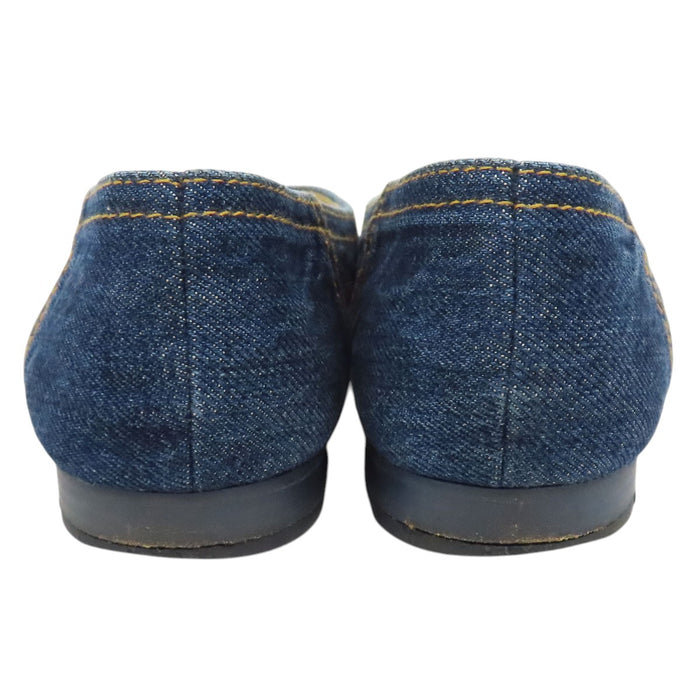 CHANEL  
COCO CC Logo Flat Ballet Shoes  
Coco Mark Denim Ballerina Pumps