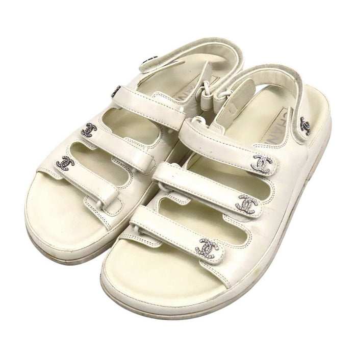 CHANEL  
COCO CC Logo  
Coco Mark Leather Sports Sandals