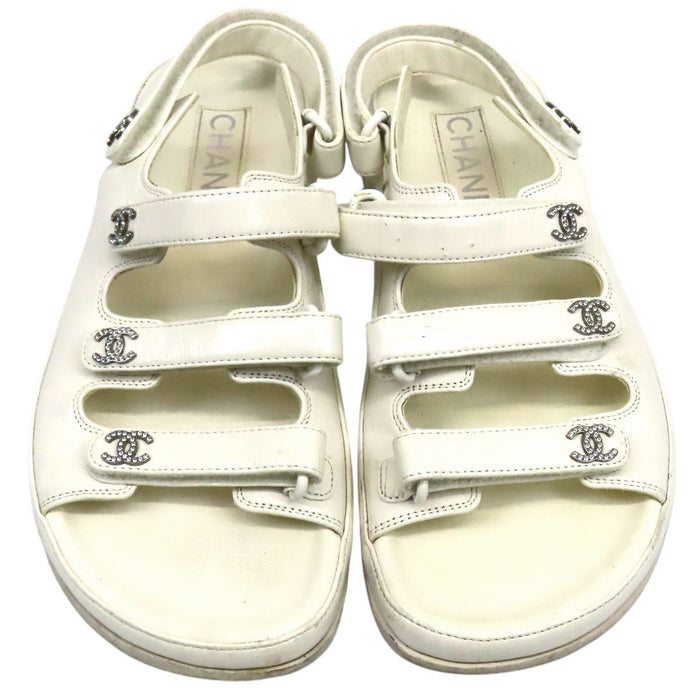 CHANEL  
COCO CC Logo  
Coco Mark Leather Sports Sandals