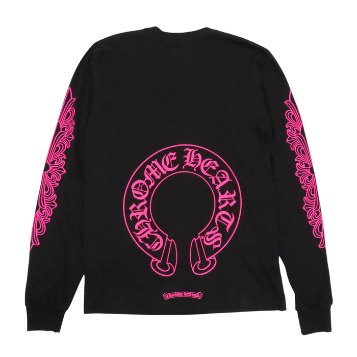 CHROME HEARTS  
CH Scroll Label Cotton  
Back Horseshoe Sleeve Floral Cross Long Sleeve T-Shirt