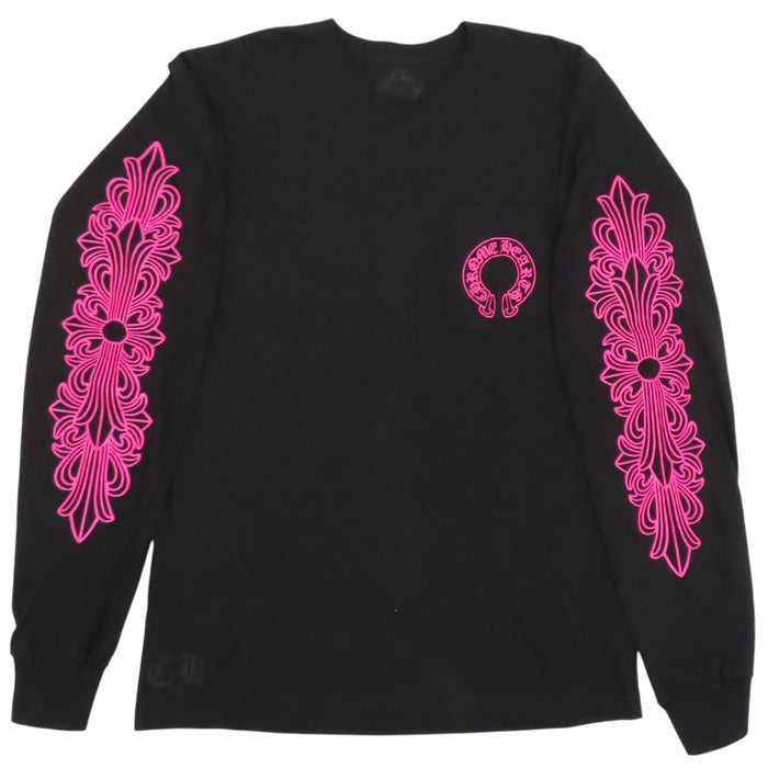 CHROME HEARTS  
CH Scroll Label Cotton  
Back Horseshoe Sleeve Floral Cross Long Sleeve T-Shirt