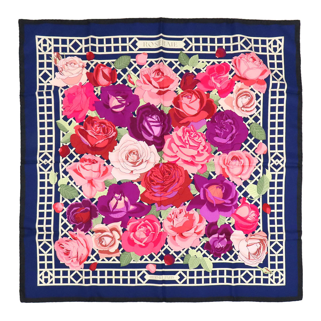 希少✨未使用✨HERMES エルメス スカーフ カレ90 バラ園　薔薇 HERMES スカーフ 大判 シルク 薔薇 カレ 90 ROSERAIE バラ園– TS