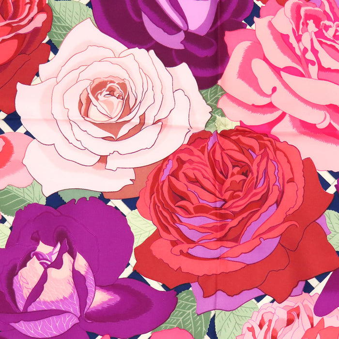 HERMES 
スカーフ 大判 シルク 薔薇 
カレ 90 ROSERAIE バラ園