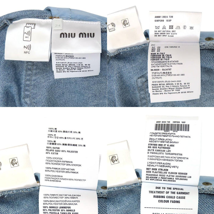 MIUMIU  
Tapered Cotton Printed  
Logo Waist-Gathered Denim Pants