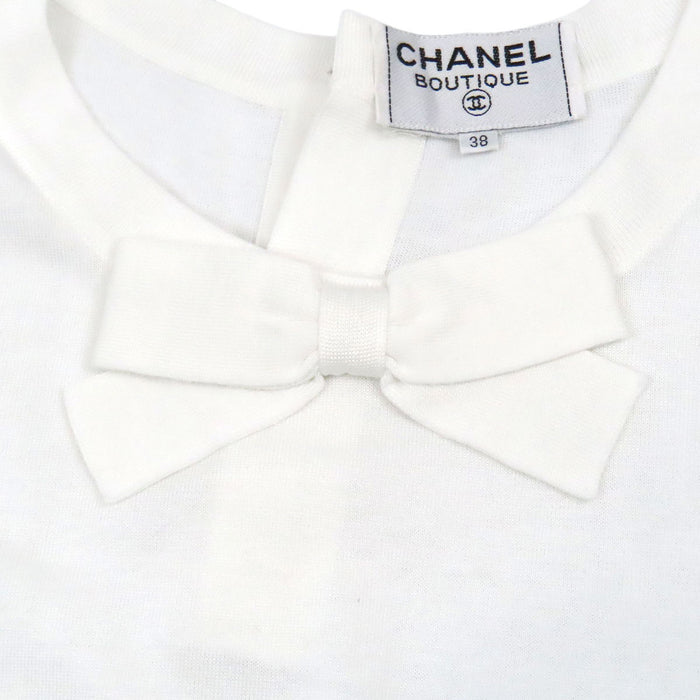 CHANEL  
COCO CC Coco Button  
Coco Mark Ribbon Short Sleeve Cut and Sewn Top