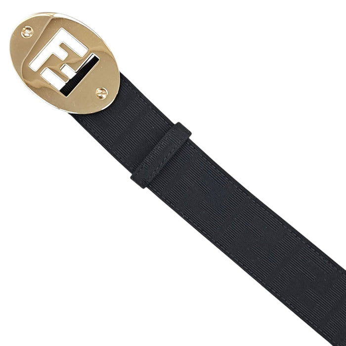 FENDI 
FF Buckle Canvas Belt Gold-tone Hardware 
FF Logo Belt