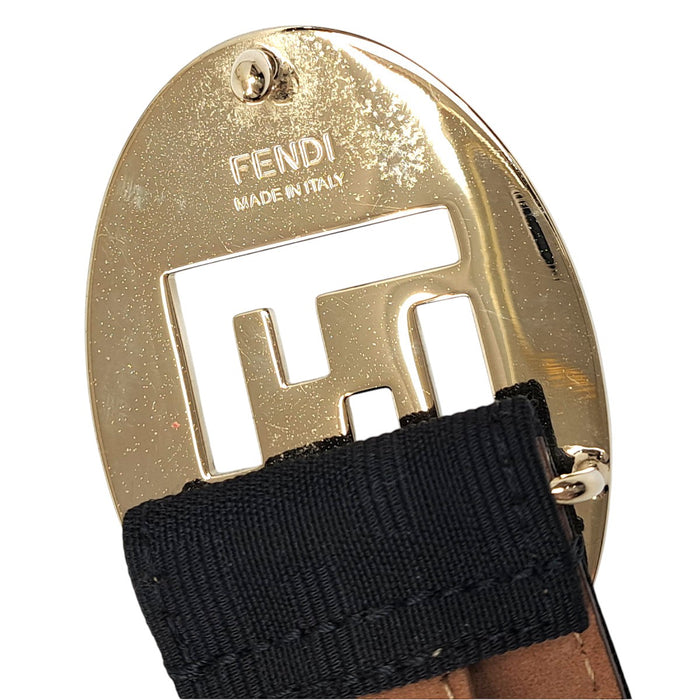 FENDI 
FFバックル キャンバス ベルト ゴールドカラー金具 
FFロゴ ベルト