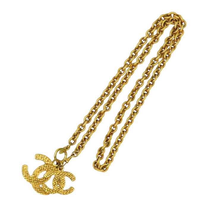 CHANEL 
COCO CC Logo 29 Gold-Tone Metal 
Double Coco Mark Vintage Necklace