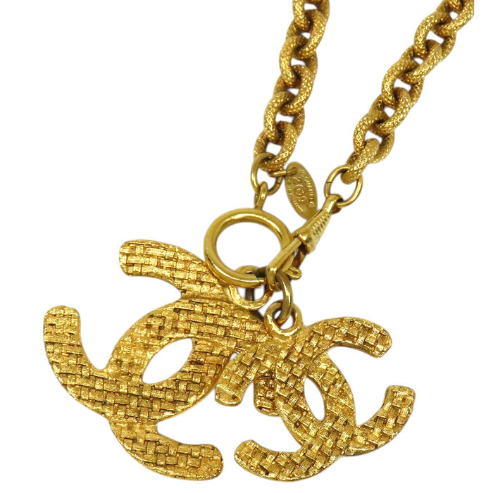 CHANEL 
COCO CC Logo 29 Gold-Tone Metal 
Double Coco Mark Vintage Necklace