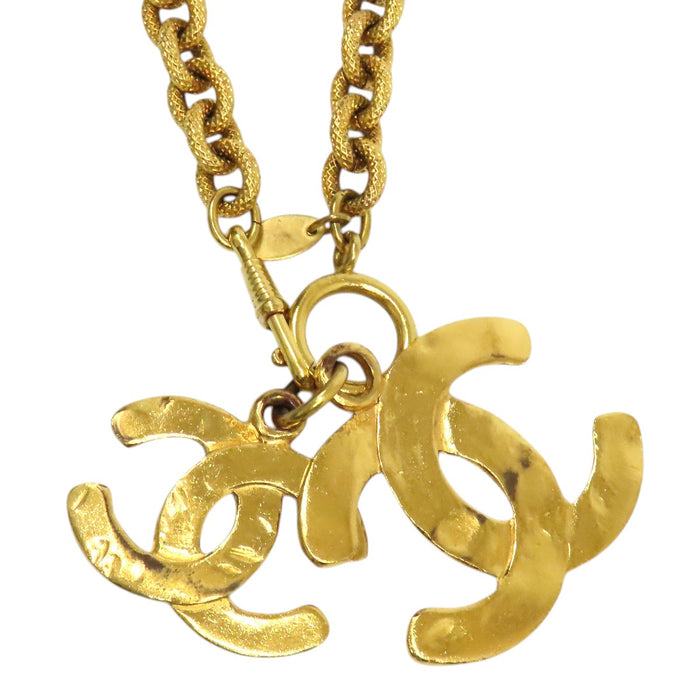 CHANEL 
COCO CC Logo 29 Gold-Tone Metal 
Double Coco Mark Vintage Necklace