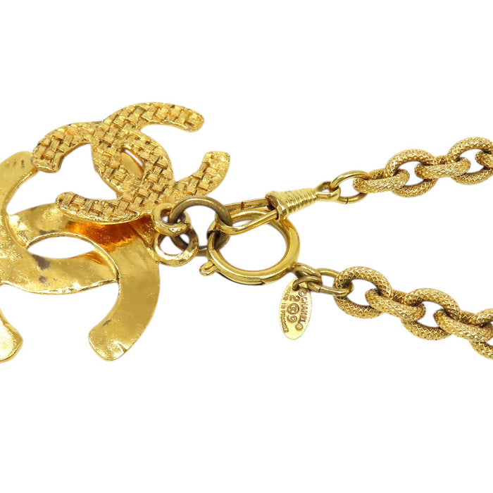 CHANEL 
COCO CC Logo 29 Gold-Tone Metal 
Double Coco Mark Vintage Necklace