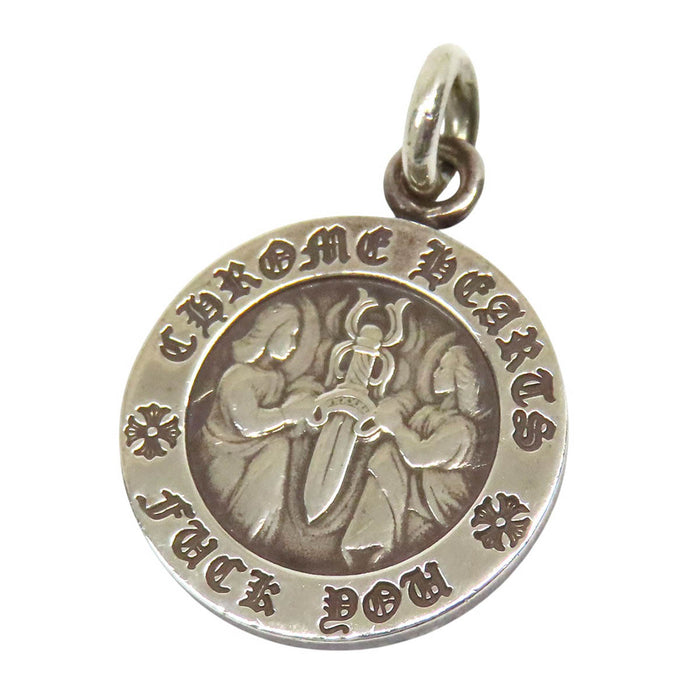 CHROME HEARTS 
CH Plus 2003 Engraved Silver 
Angel Medal Charm V1