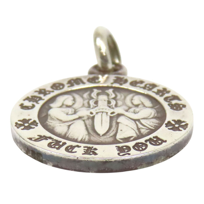 CHROME HEARTS 
CH Plus 2003 Engraved Silver 
Angel Medal Charm V1
