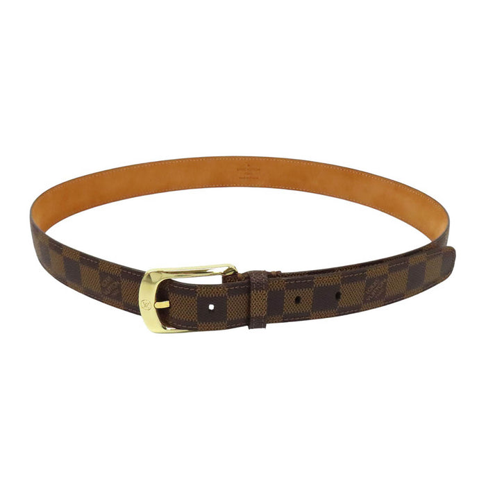 LOUIS VUITTON 
Ellipse LV Logo Leather Gold-tone Metal 
Damier Ellipse Belt