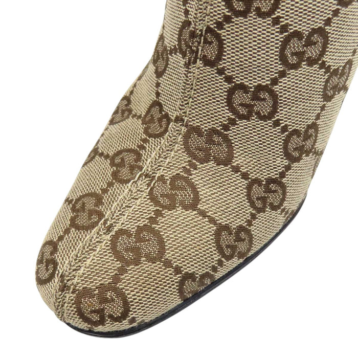 GUCCI 
ロゴ 総柄 サイドジップ チェーン ゴールドカラーメタル 
GG キャンバス ホースビット ブーツ