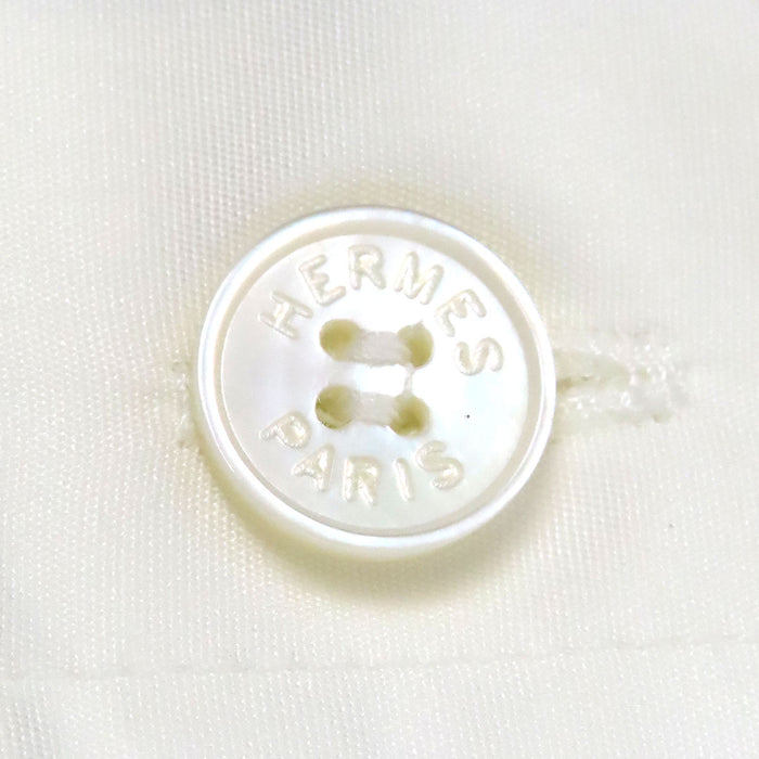 HERMES 
ロゴ エンブロイダリー 刺繍 ボタン 
エクスリブリス コットン シャツ
