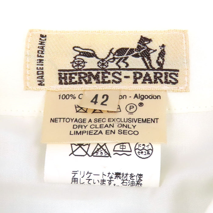 HERMES  
Logo Embroidery Button  
Ex Libris Cotton Shirt