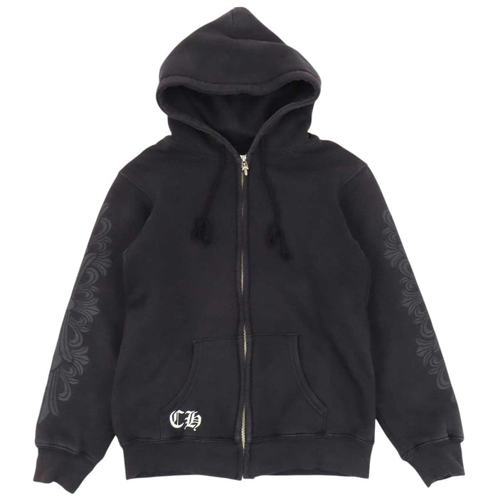 CHROME HEARTS 
CH ダガージップ バック フード スウェット ヴィンテージ コットン 
フローラルクロス スクロール ジップアップ フーディ
