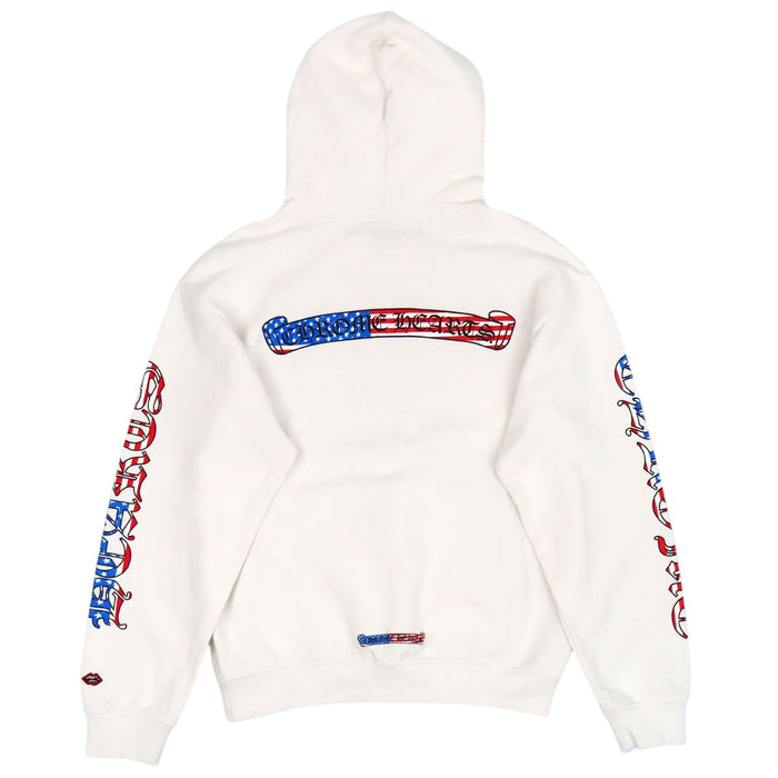 CHROME HEARTS  
Matty Boy Collaboration CH Scroll Label Stars and Stripes Sweatshirt  
MATTY BOY AMERICA HOODIE Hoodie