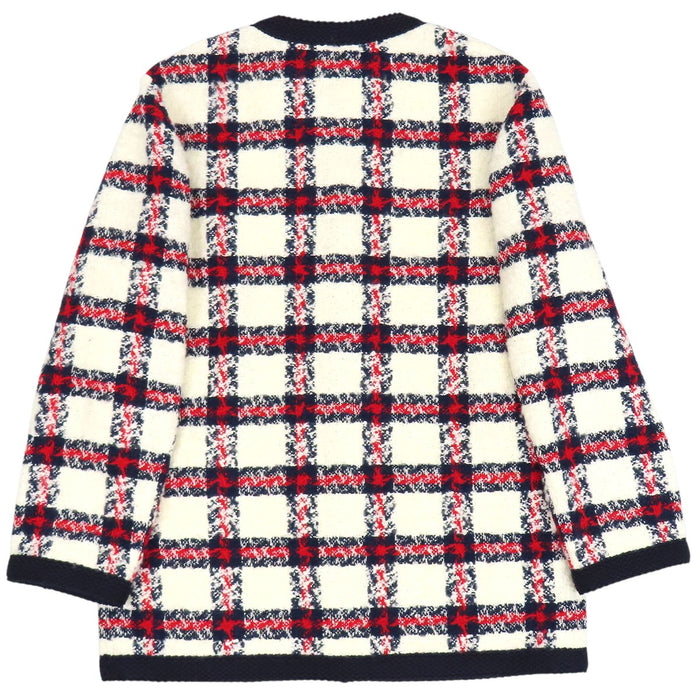 GUCCI 
インターロッキングG GG シングルブレスト ゴールドカラー 
チェック柄 ツイード ノーカラー ジャケット