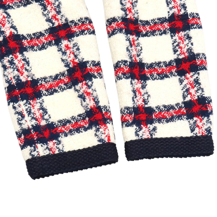 GUCCI 
インターロッキングG GG シングルブレスト ゴールドカラー 
チェック柄 ツイード ノーカラー ジャケット