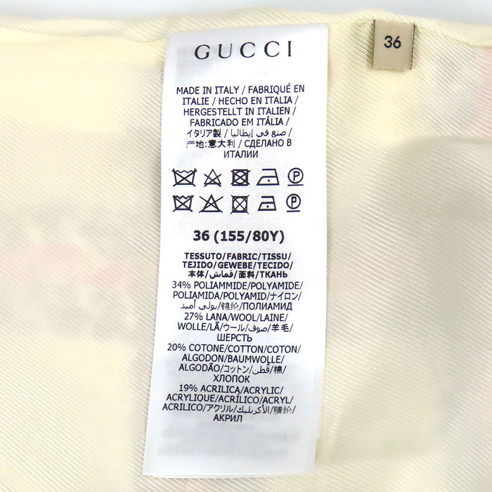 GUCCI 
インターロッキングG GG シングルブレスト ゴールドカラー 
チェック柄 ツイード ノーカラー ジャケット
