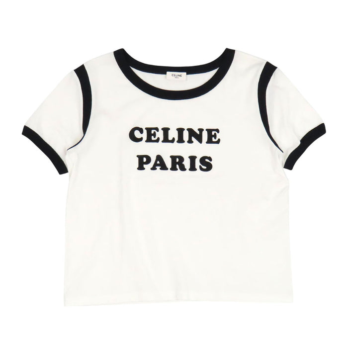 CELINE 
コットン クルーネック 
フロッキー ロゴ Tシャツ