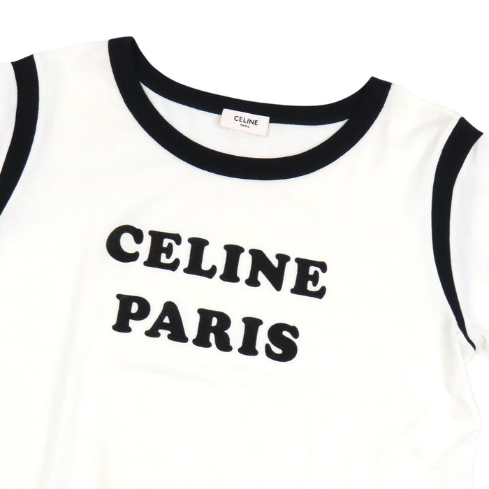 CELINE 
コットン クルーネック 
フロッキー ロゴ Tシャツ