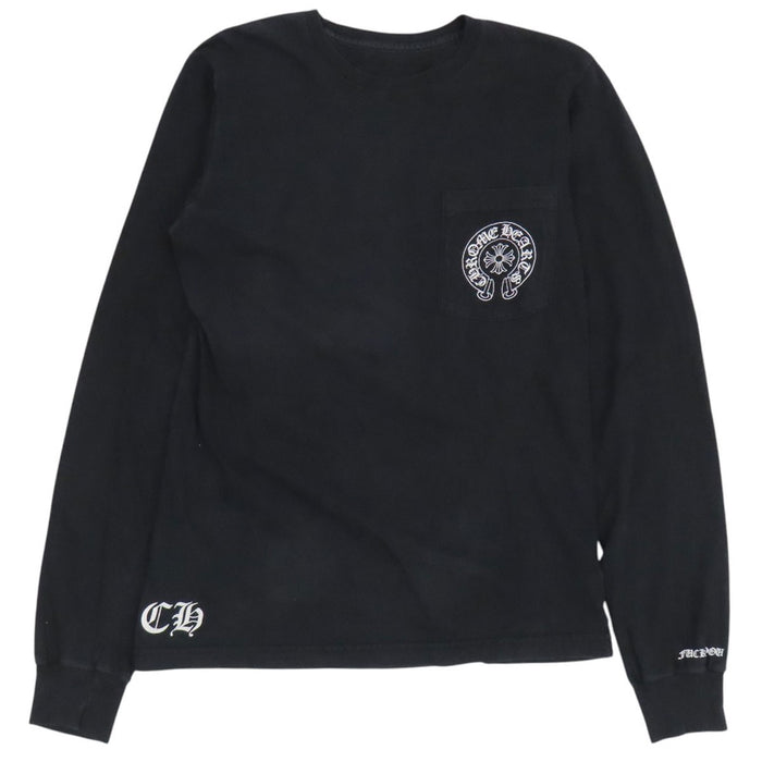 CHROME HEARTS 
CH コットン クルーネック 
台北限定 袖フローラル ホースシュー ロングスリーブ Tシャツ