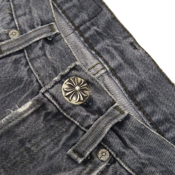 CHROME HEARTS 
LEVI'S CH クロスボール ボタン ホースシュー レザー シルバー 
リーバイス 501 クロスパッチ デニムパンツ